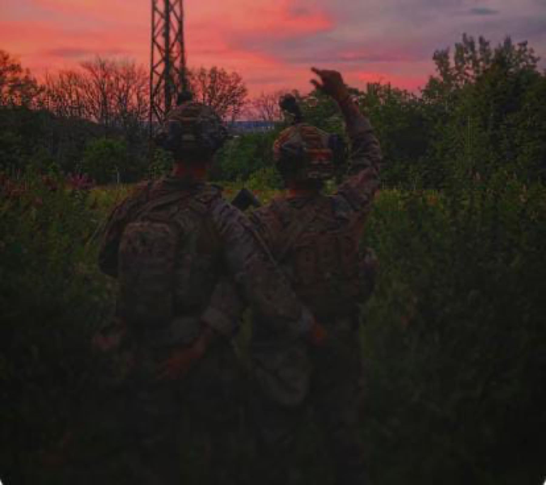 Operators holding position at dusk